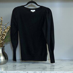 Nordstrom Sweater Black 100% Cashmere Balloon Sleeves Size XS Quiet Luxury